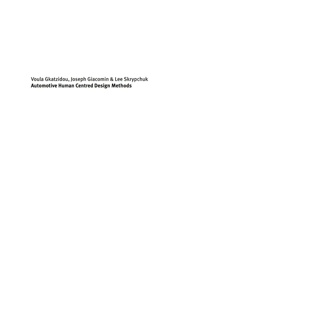 Automotive Human Centred Design Methods