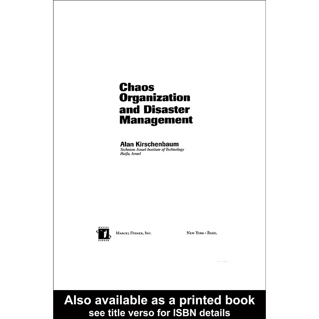Chaos Organization and Disaster Management 1st edition