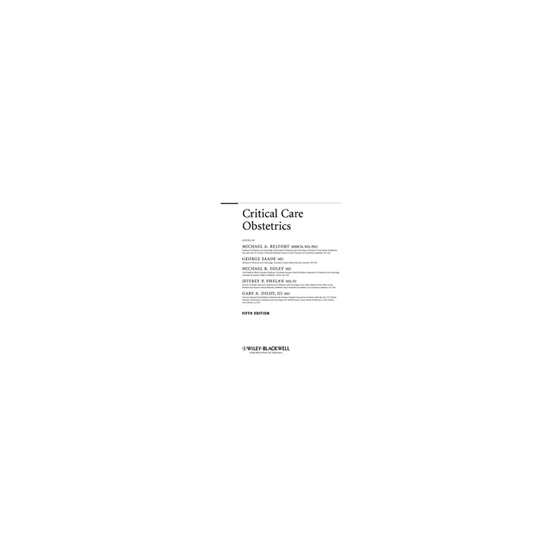Critical Care Obstetrics