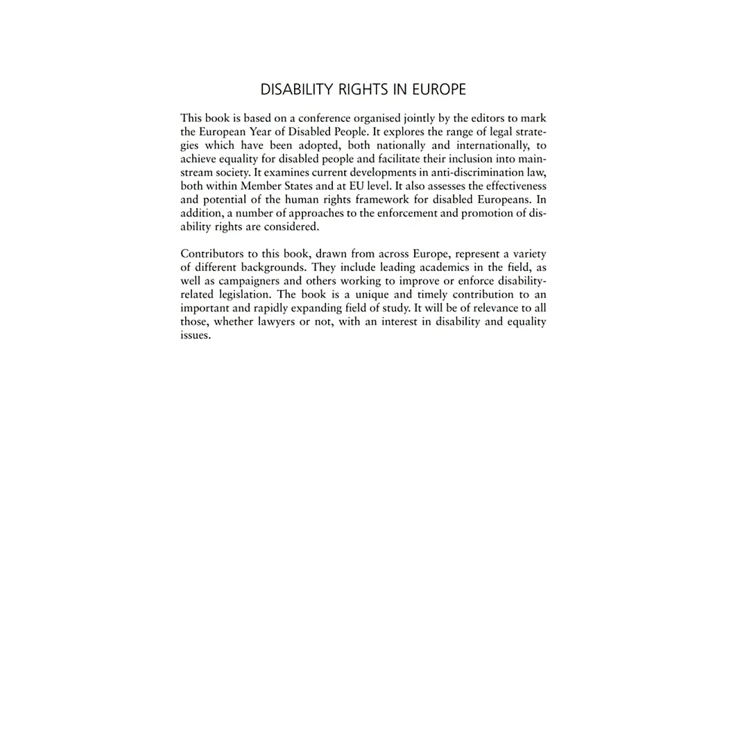 Disability Rights in Europe: From Theory to Practice