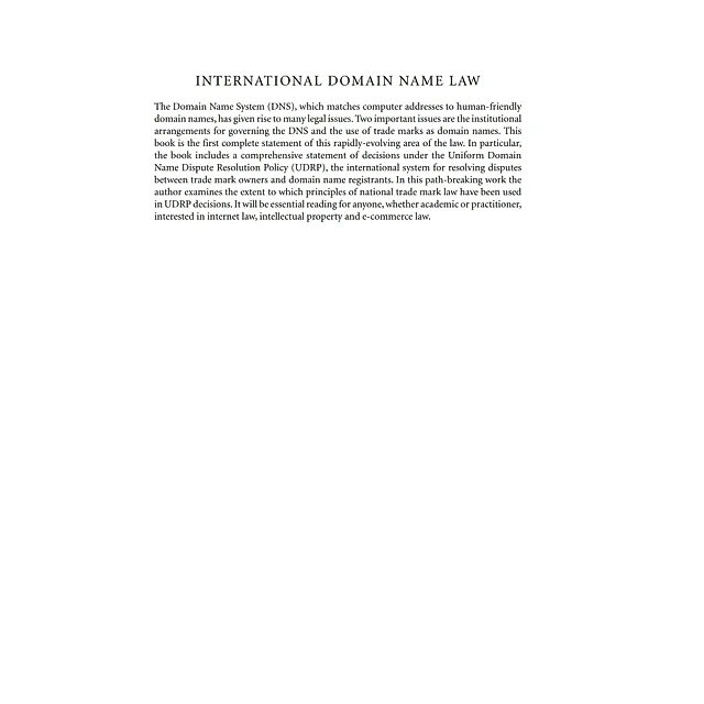 International Domain Name Law: ICANN and the UDRP