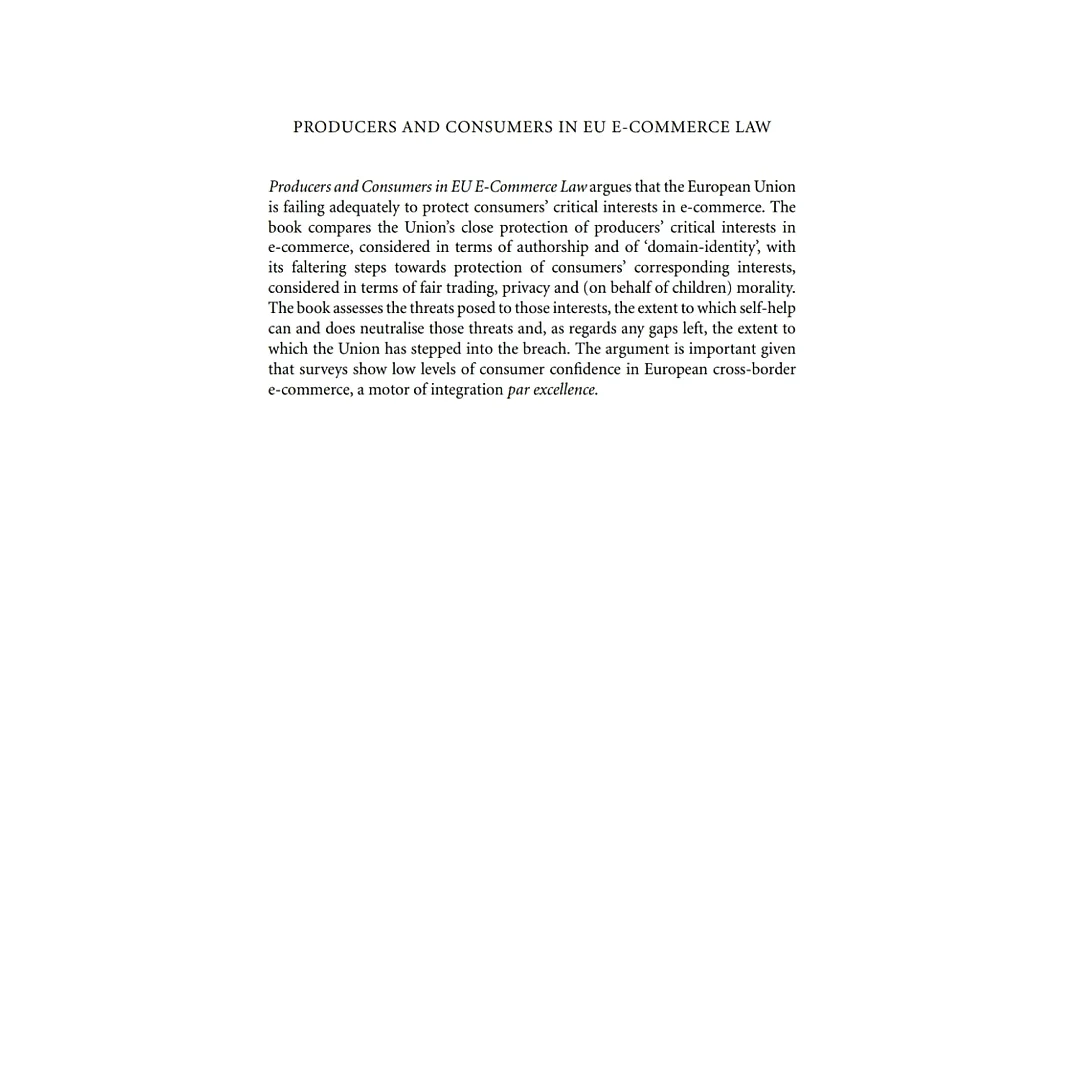 Internet and Electronic Commerce Law in the European Union