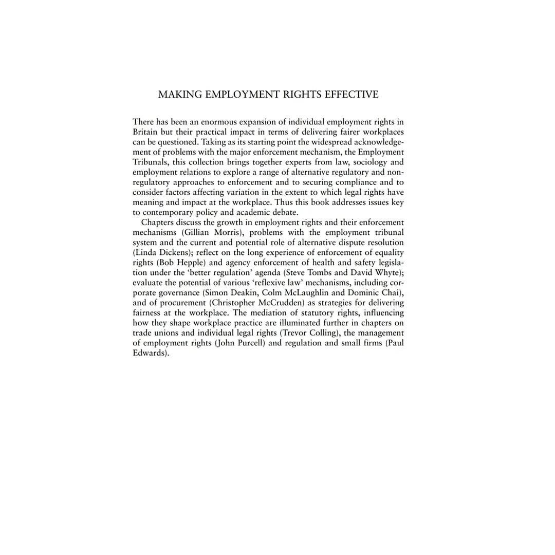 Making Employment Rights Effective: Issues of Enforcement and Compliance