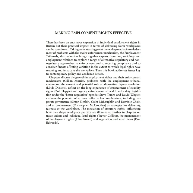 Making Employment Rights Effective: Issues of Enforcement and Compliance