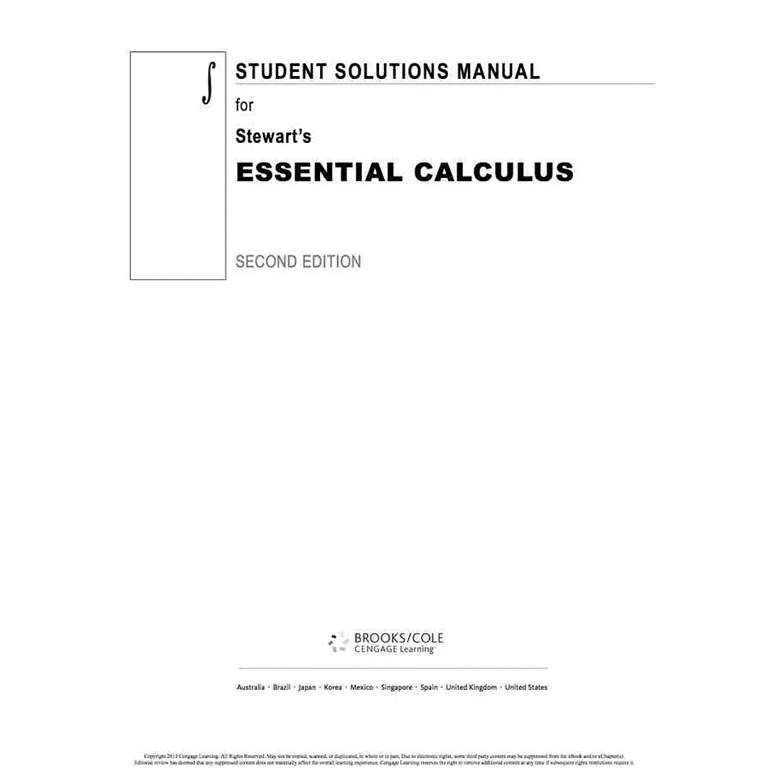 Student Solutions Manual for Stewart's Essential Calculus, 2nd Edition