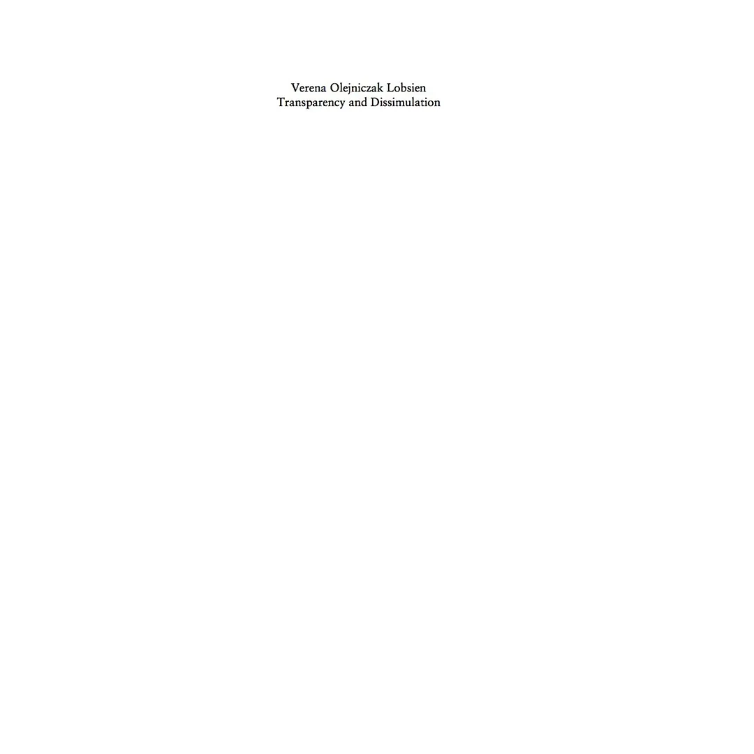 Transparency and Dissimulation: Configurations of Neoplatonism in Early Modern English Literature