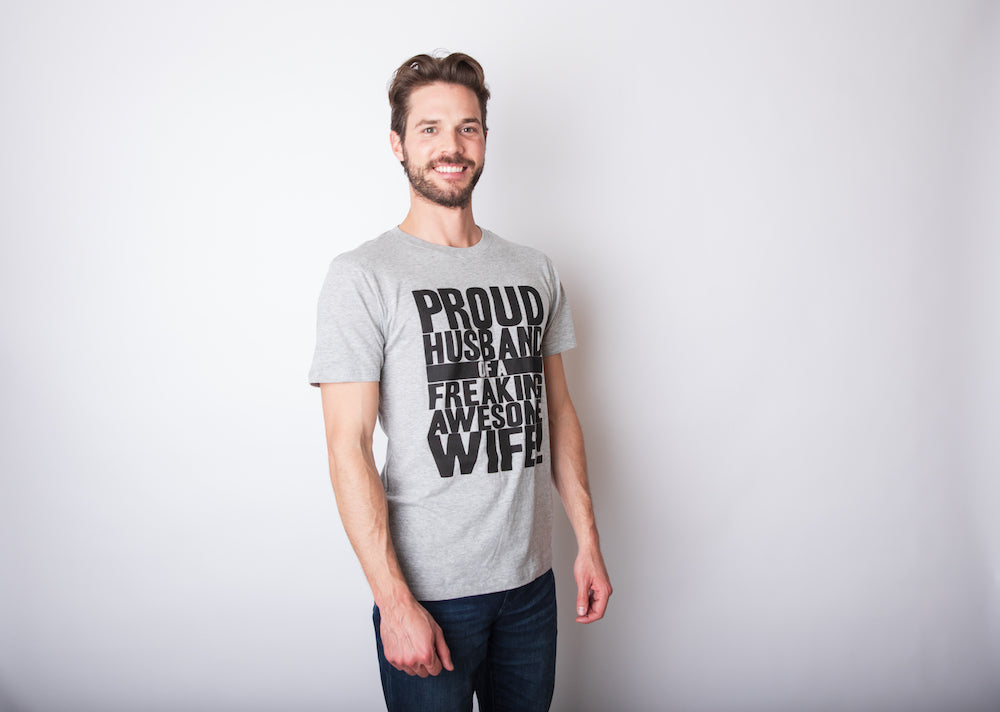 Proud Husband of a Freaking Awesome Wife Men's T Shirt - Image 4