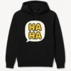 Playful Cartoon Speech Bubble HA HA Hoodie - Casual Style