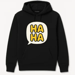 Playful Cartoon Speech Bubble HA HA Hoodie - Casual Style