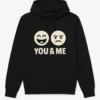 Matching Friends Hoodie with Faces Design and 'YOU & ME' Text
