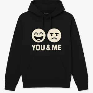 Matching Friends Hoodie with Faces Design and 'YOU & ME' Text