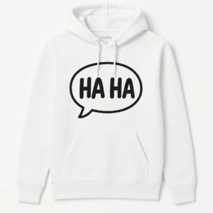 Playful Cartoon Speech Bubble HA HA Hoodie - Casual Style