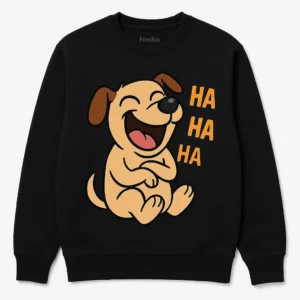 Cartoon Dog Laughing Graphic Sweatshirt with Playful Design