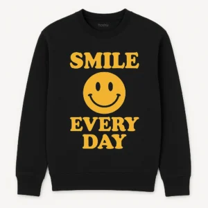Men's Sweatshirt with 'SMILE EVERY DAY' Positive Slogan Print