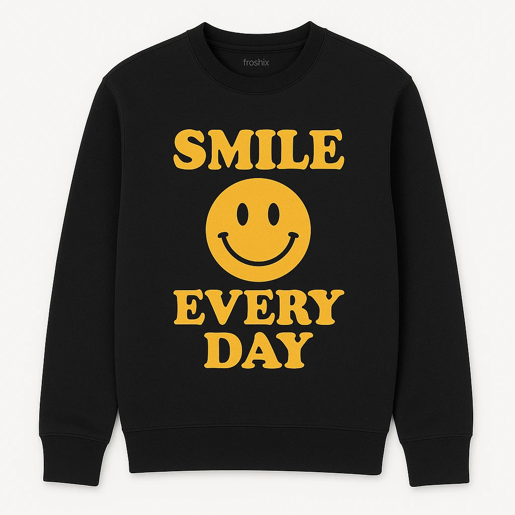 Men's Sweatshirt with 'SMILE EVERY DAY' Positive Slogan Print