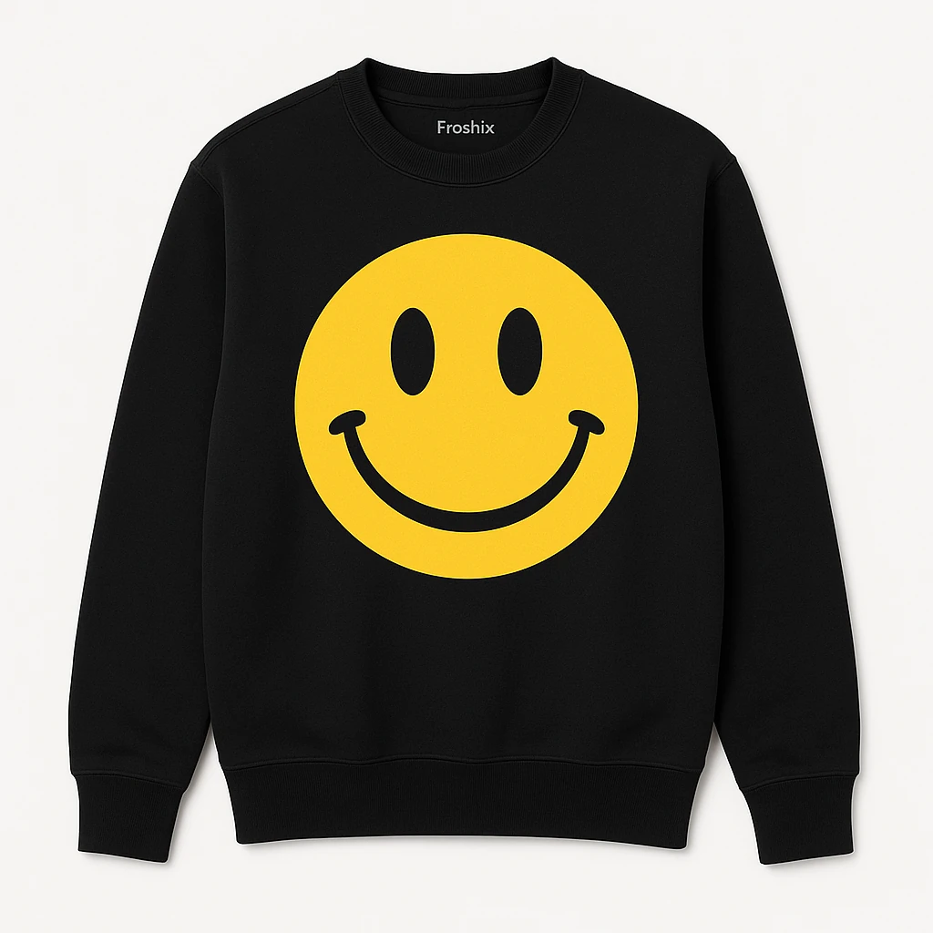 Funny Sweatshirt with Big Smiling Face Graphic - Cozy and Stylish