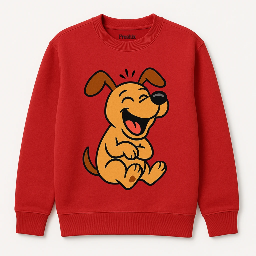Cartoon Dog Laughing Graphic Sweatshirt with Playful Design