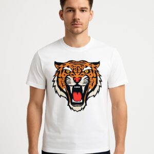 Fierce Tiger Roaring Graphic T-Shirt - Wild Animal Design for Parties