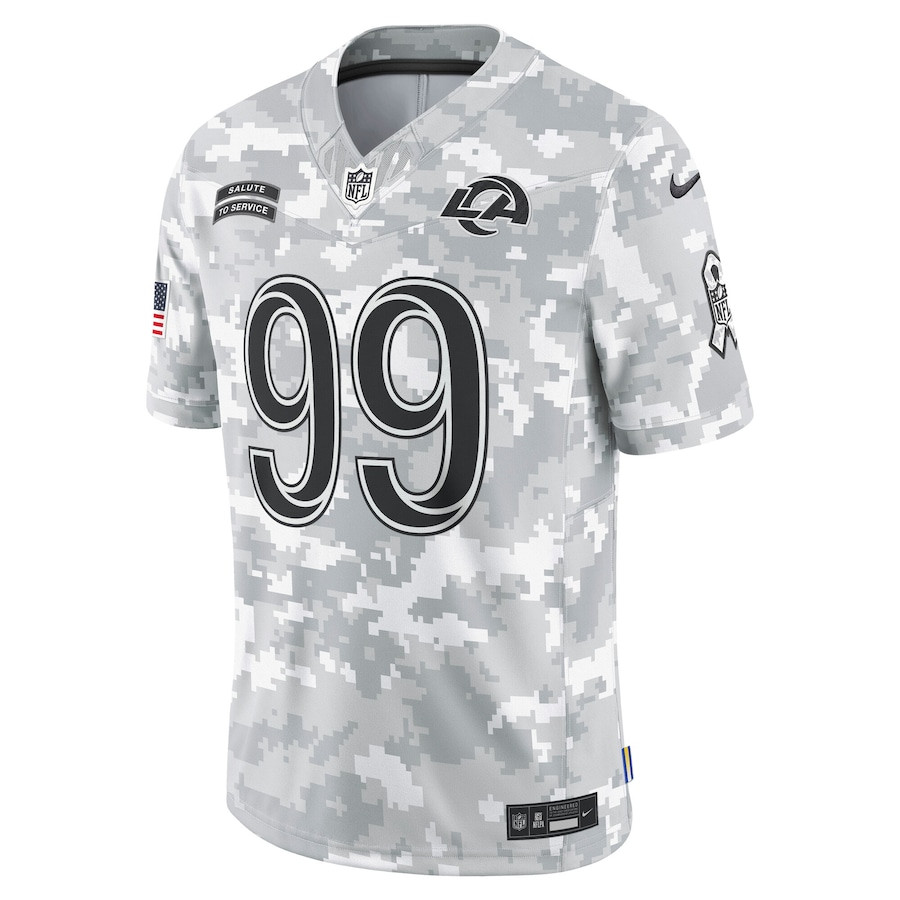 Alternative view of Aaron Donald 99 Los Angeles Rams 2024 Salute to Service Retired Player Limited Men Jersey - Arctic Camo JS7360 nicesnker