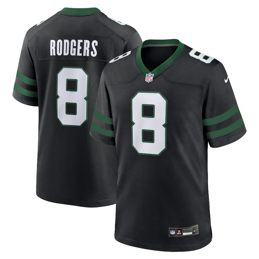 Aaron Rodgers 8 New York Jets Alternate Game Men Jersey - Legacy Black JS1500 nicesnker