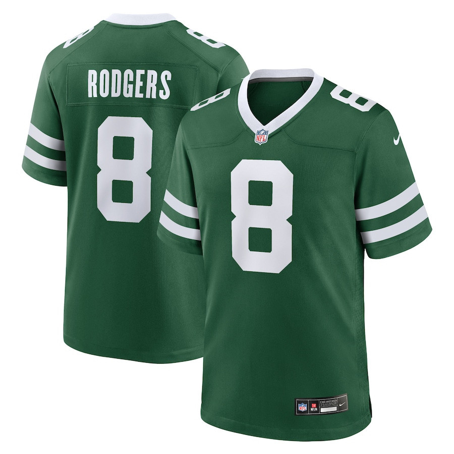 Aaron Rodgers 8 New York Jets Game Jersey - Men, Legacy Green JS4959 nicesnker