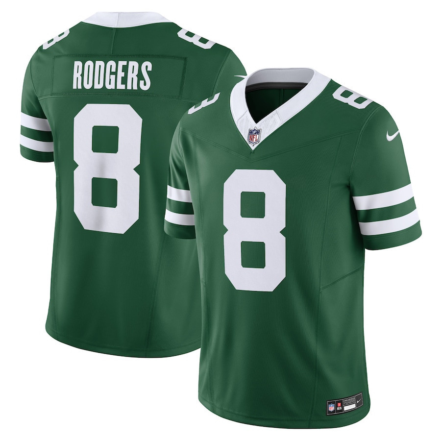 Alternative view of Aaron Rodgers 8 New York Jets Vapor F.U.S.E. Limited Jersey - Men, Legacy Green JS5025 nicesnker