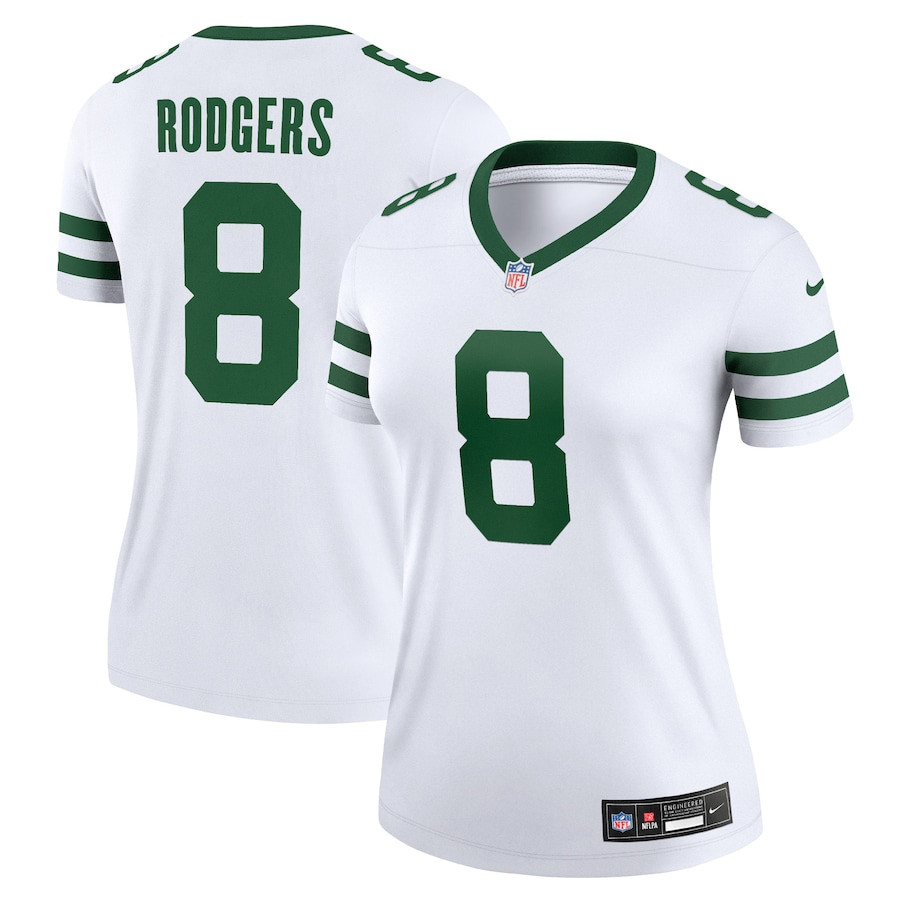 Aaron Rodgers 8 New York Jets Women Alternate Legend Jersey - Spotlight White JS8007 nicesnker