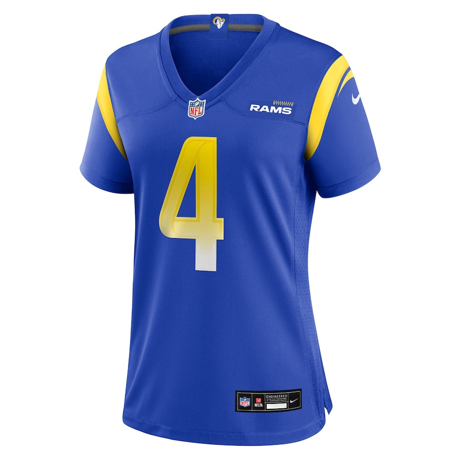 Alternative view of Ahkello Witherspoon 4 Los Angeles Rams Women's Team Game Jersey - Royal JS6421 nicesnker