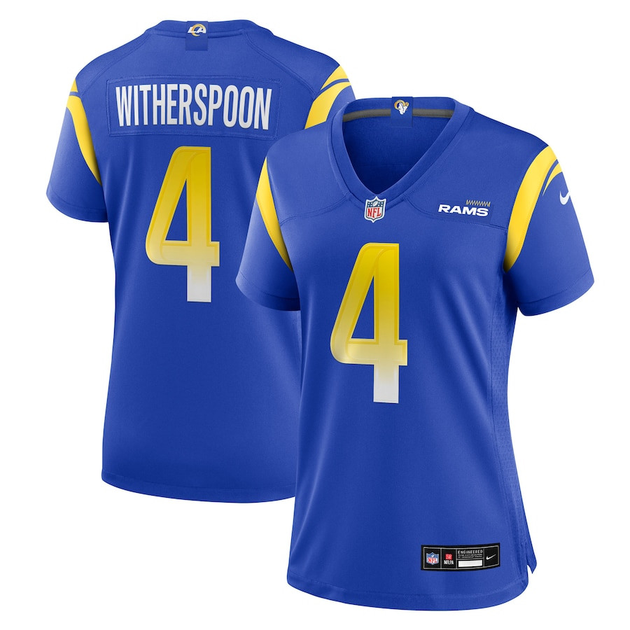 Ahkello Witherspoon 4 Los Angeles Rams Women's Team Game Jersey - Royal JS6421 nicesnker