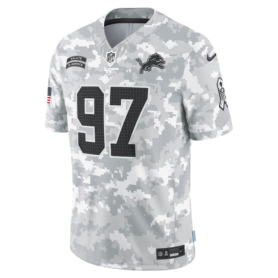 Alternative view of Aidan Hutchinson 97 Detroit Lions 2024 Salute to Service Limited Men Jersey - Arctic Camo JS4362 nicesnker