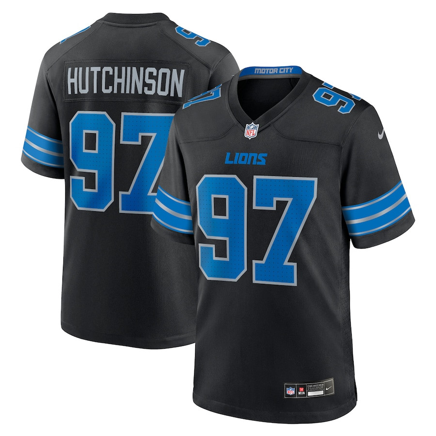Aidan Hutchinson 97 Detroit Lions 2nd Alternate Game Jersey - Men, Black JS3855 nicesnker