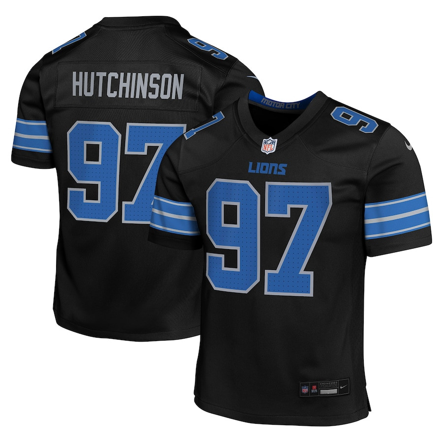 Aidan Hutchinson 97 Detroit Lions Alternate Player Game YOUTH Jersey - Black JS7323 nicesnker