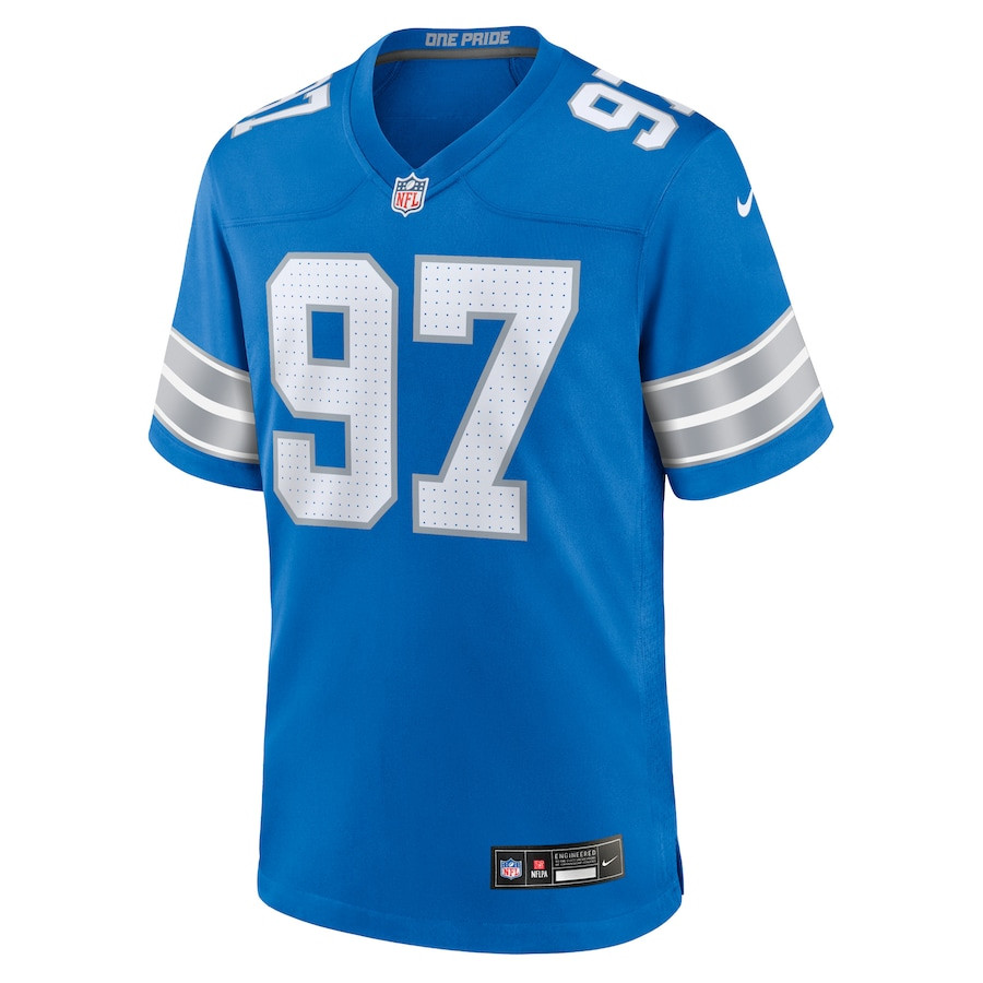 Alternative view of Aidan Hutchinson 97 Detroit Lions Game Jersey - Men, Blue JS7967 nicesnker