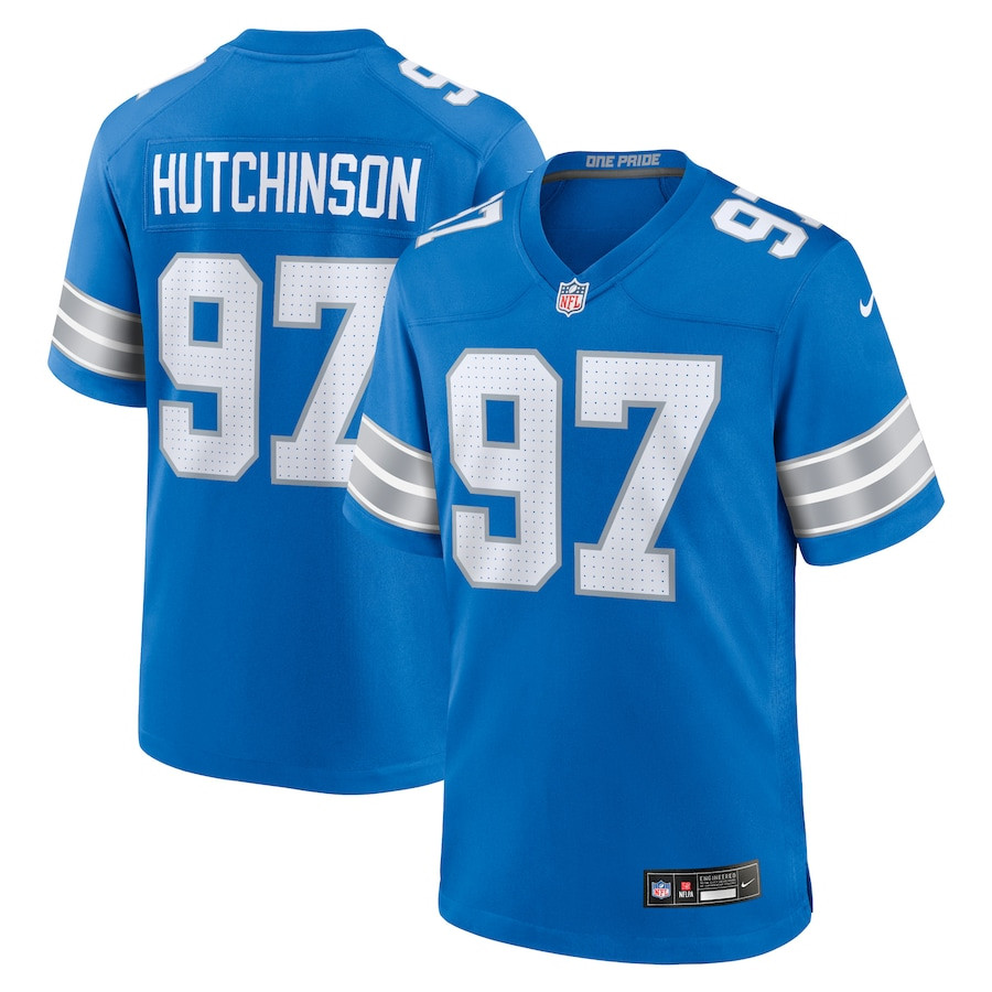 Aidan Hutchinson 97 Detroit Lions Game Jersey - Men, Blue JS7967 nicesnker