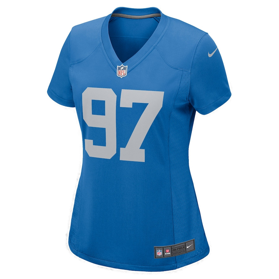Alternative view of Aidan Hutchinson 97 Detroit Lions Women Player Jersey - Blue JS8438 nicesnker