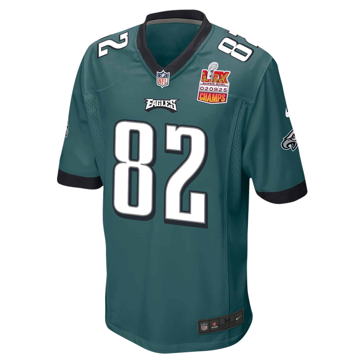 Ainias Smith 82 Philadelphia Eagles Super Bowl LIX Champions Patch Game Men Jersey - Midnight Green JS4930 nicesnker - Image 3