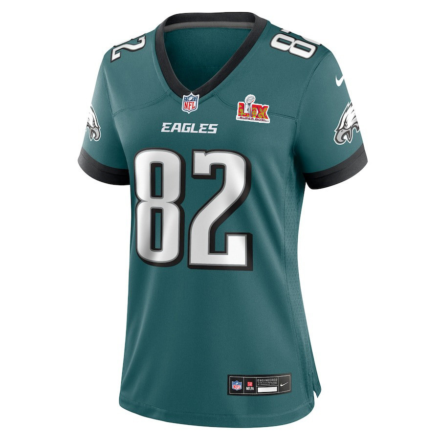 Alternative view of Ainias Smith #82 Philadelphia Eagles Super Bowl LIX Women's Jersey - Midnight Green JS8000 nicesnker