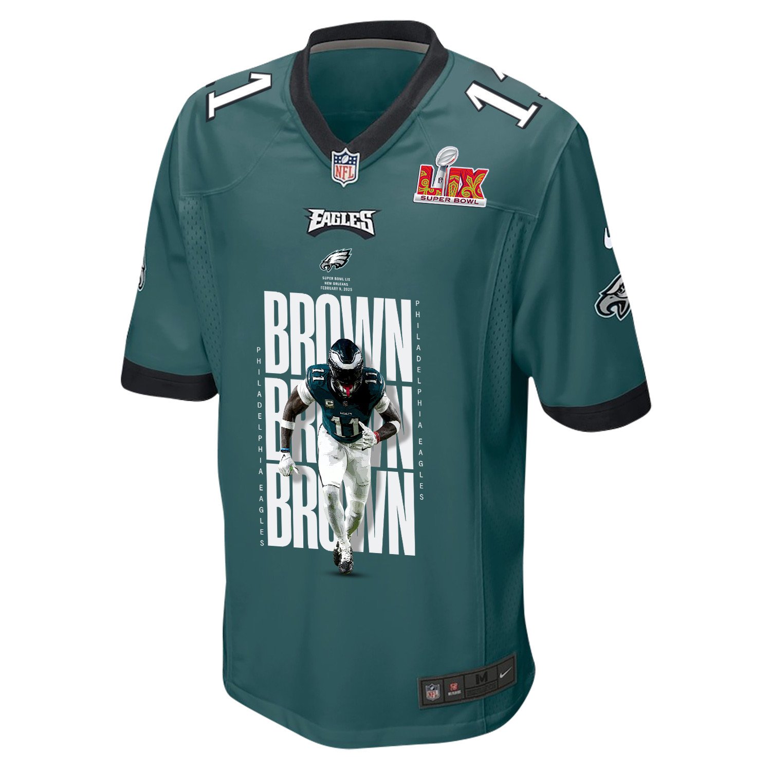 Alternative view of A.J. Brown 11 Philadelphia Eagles 'A.J. and the Touchdown Titans' Game Men Jersey - Midnight Green JS5489 nicesnker
