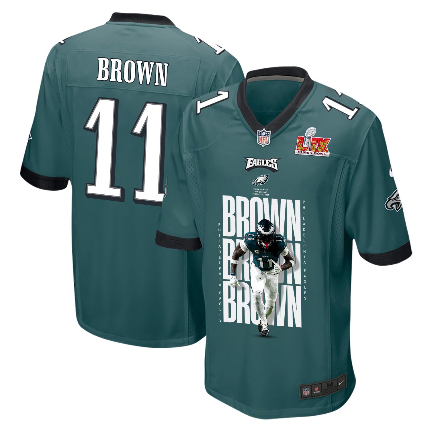 A.J. Brown 11 Philadelphia Eagles 'A.J. and the Touchdown Titans' Game Men Jersey - Midnight Green JS5489 nicesnker