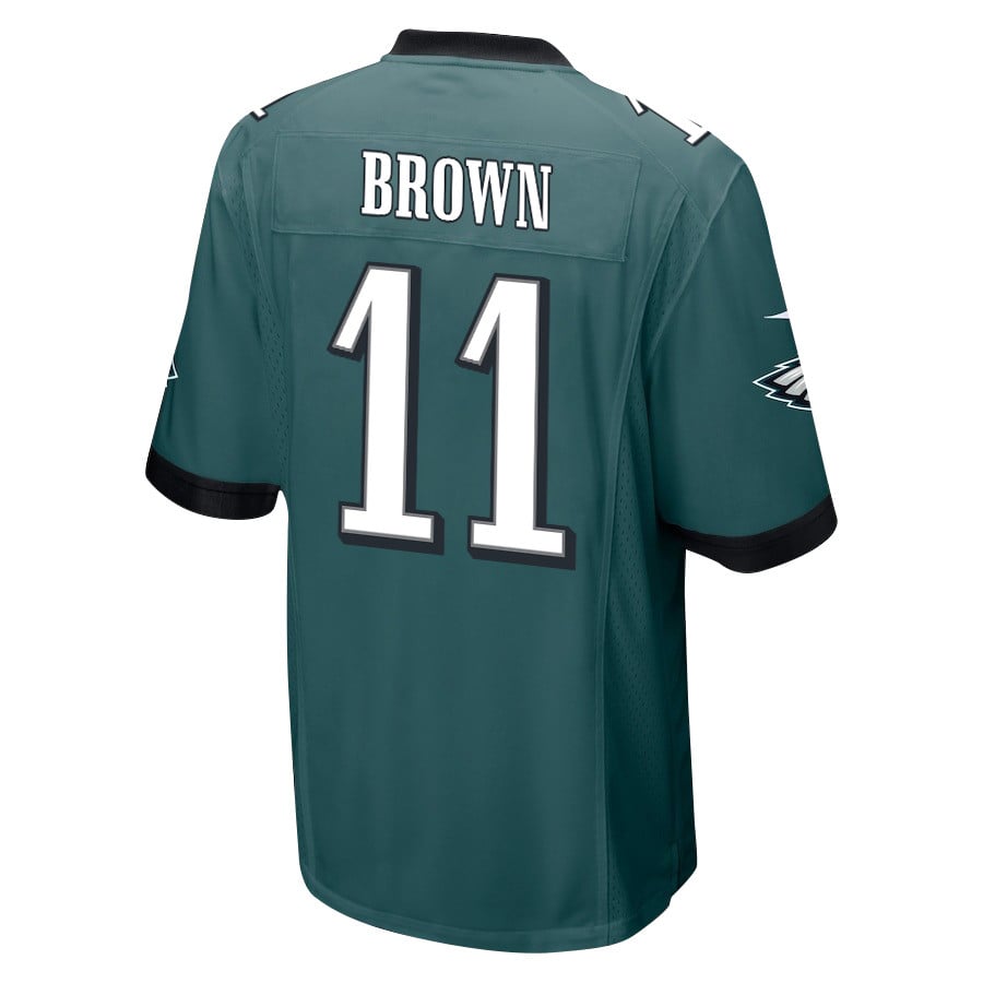 Alternative view of A.J. Brown 11 Philadelphia Eagles Super Bowl LIX Champions Patch 'New Orleans - The Ultimate Showdown' EMBROIDERED Game Men Jersey - Midnight Green JS6128 nicesnker