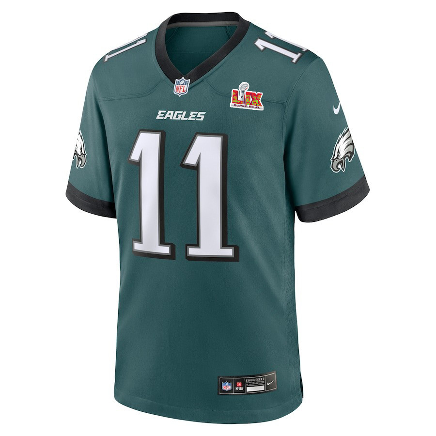 Alternative view of A.J. Brown #11 Philadelphia Eagles Super Bowl LIX YOUTH Jersey - Midnight Green JS6710 nicesnker