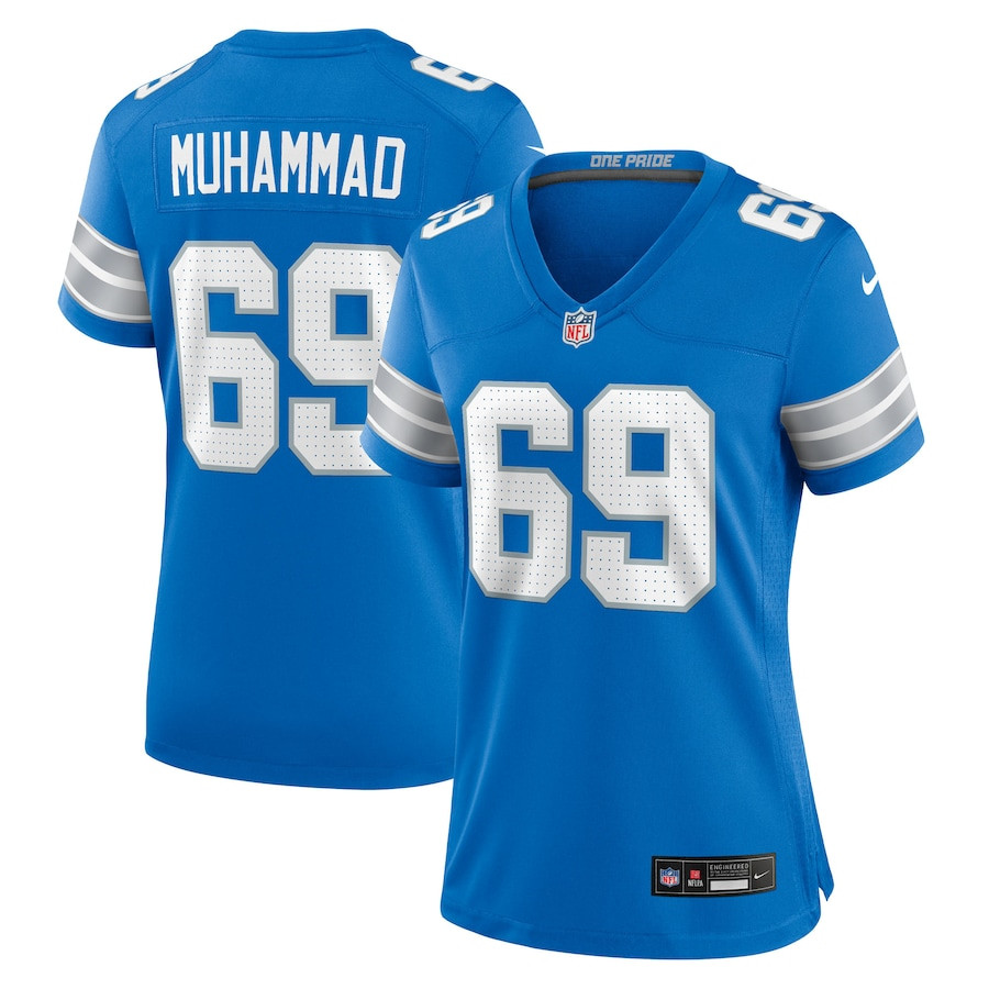 Al-Quadin Muhammad 69 Detroit Lions Women's Team Game Jersey - Blue JS4042 nicesnker