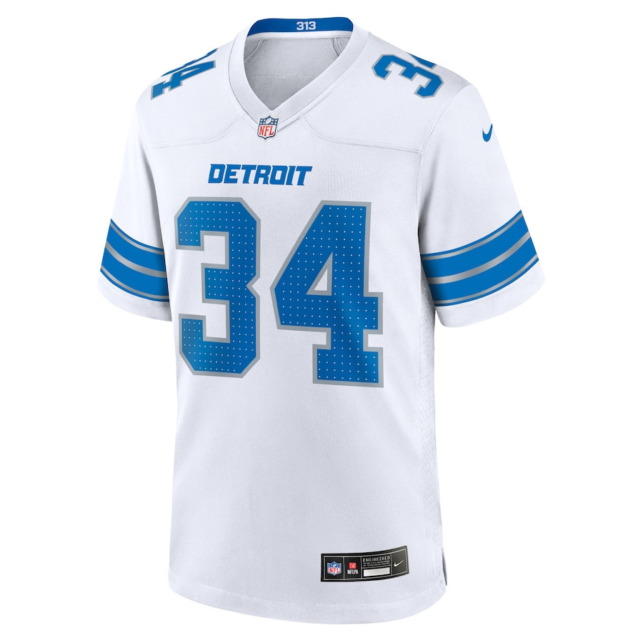 Alternative view of Alex Anzalone 34 Detroit Lions White Game Men Jersey - White JS3555 nicesnker