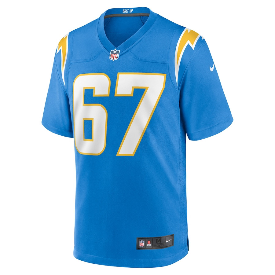 Alternative view of Alex Leatherwood 67 Los Angeles Chargers Team Game Men Jersey - Powder Blue JS3200 nicesnker