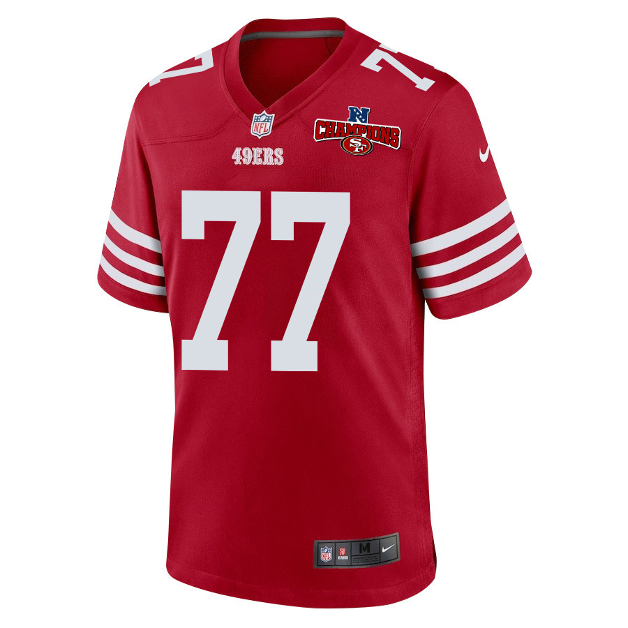 Alternative view of Alfredo Gutierrez 77 San Francisco 49ers NFC Champions Patch Game Men Jersey - Scarlet JS7524 nicesnker