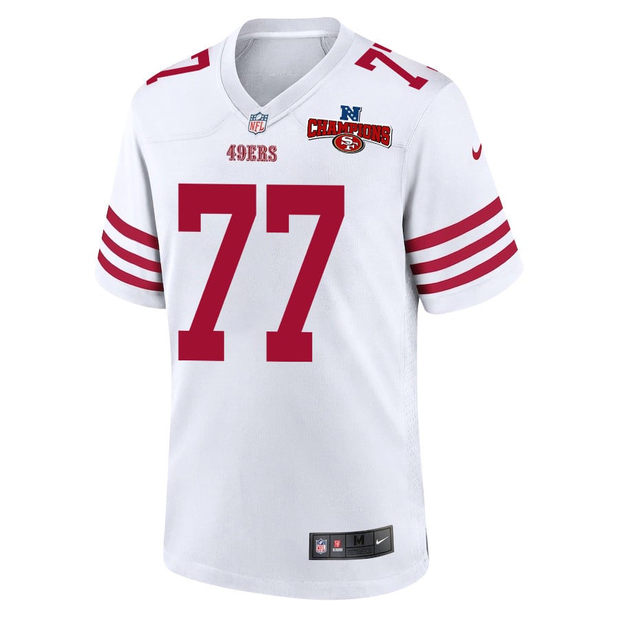 Alternative view of Alfredo Gutierrez 77 San Francisco 49ers NFC Champions Patch Game Men Jersey - White JS1217 nicesnker