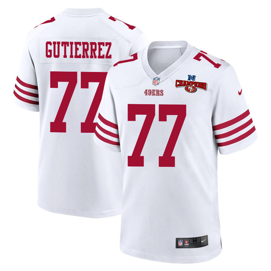 Alfredo Gutierrez 77 San Francisco 49ers NFC Champions Patch Game Men Jersey - White JS1217 nicesnker