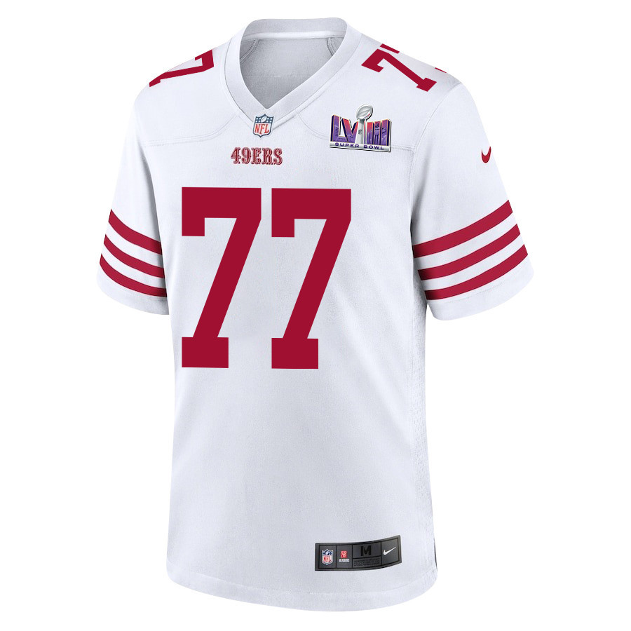 Alternative view of Alfredo Gutierrez 77 San Francisco 49ers Super Bowl LVIII Patch Game Men Jersey - White JS6573 nicesnker