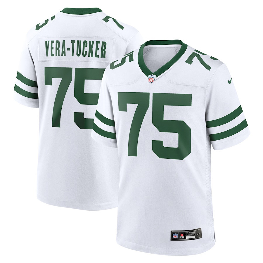 Alijah Vera-Tucker 75 New York Jets Game Jersey - Men, Legacy White JS7884 nicesnker