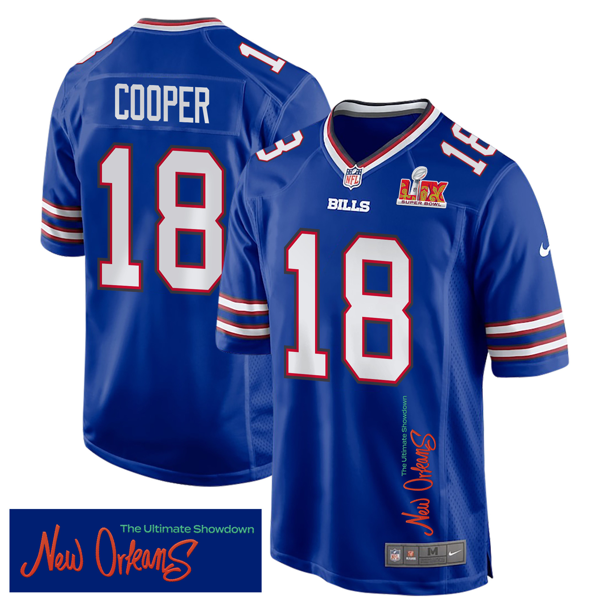 Amari Cooper 18 Buffalo Bills Super Bowl LIX 'New Orleans - The Ultimate Showdown' EMBROIDERED Game Men Jersey - Royal JS4877 nicesnker